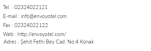 Envoy Hotel telefon numaralar, faks, e-mail, posta adresi ve iletiim bilgileri